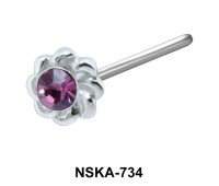 Stony Flower Silver Straight Nose Stud NSKA-734